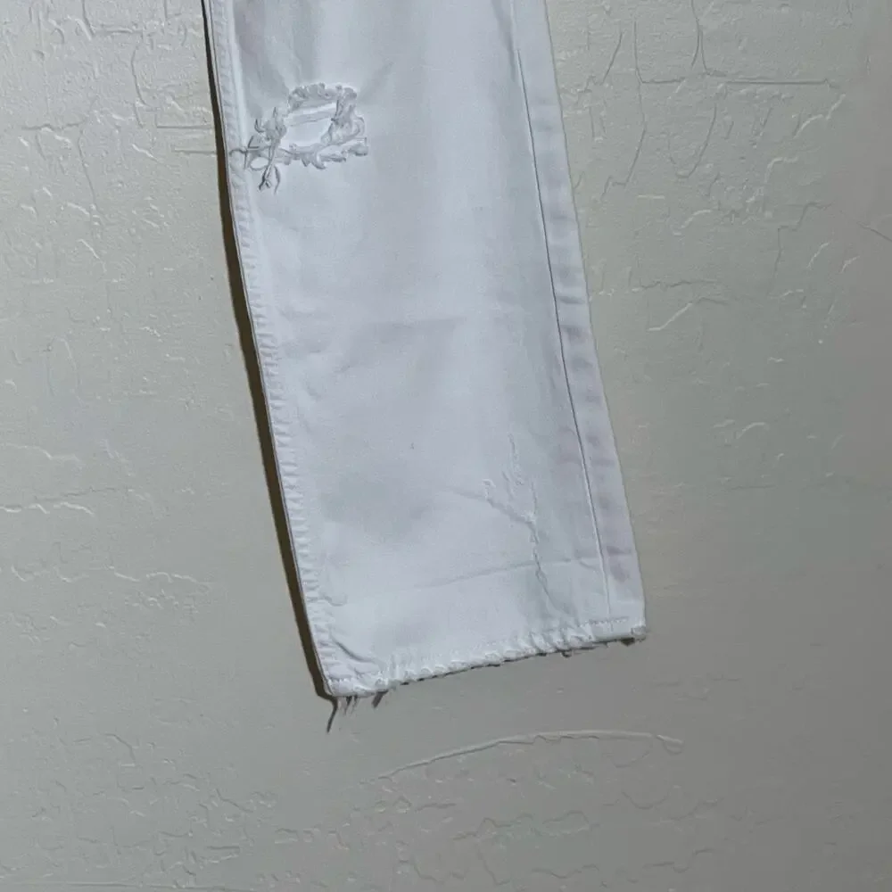 Moussy Vintage High Rise Straight Leg Distressed Jeans Cream Womens Size 24 - Picture 6 of 9